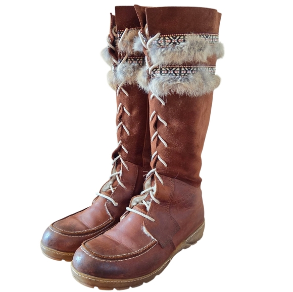 Saute Mouton Nahima Women's Suede Leather Nubuck Waterproof Brown Boots Size 38 - Picture 4 of 16